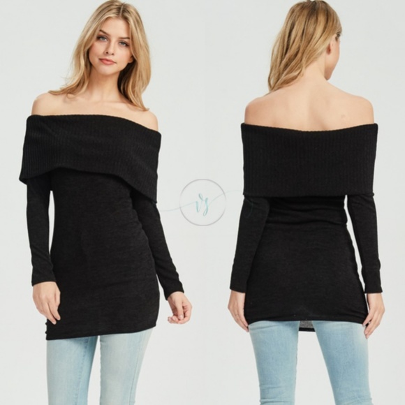 Black Off Shoulder Tunic - Picture 3 of 5